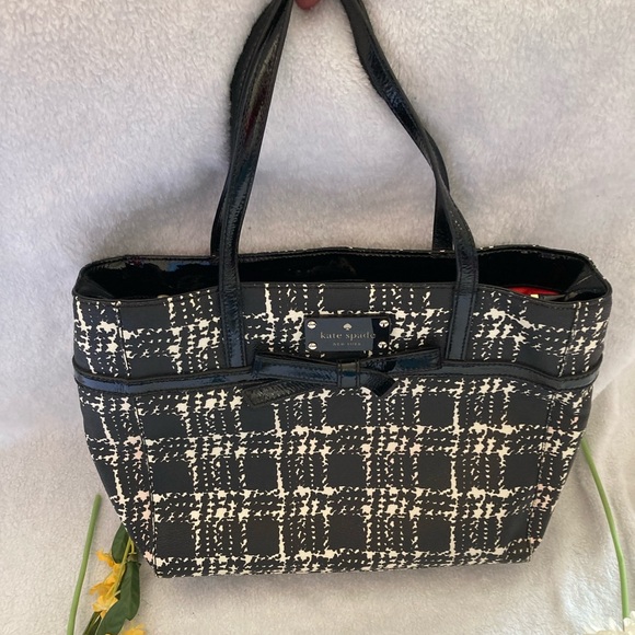 Kate Spade Purse and Matching Wallet Black/White Plaid - Picture 4 of 12